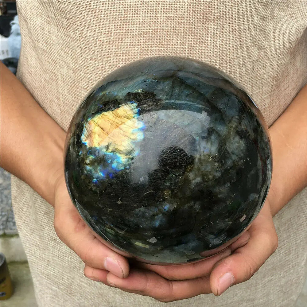 Natural labradorite sphere rock quartz crystal ball healing