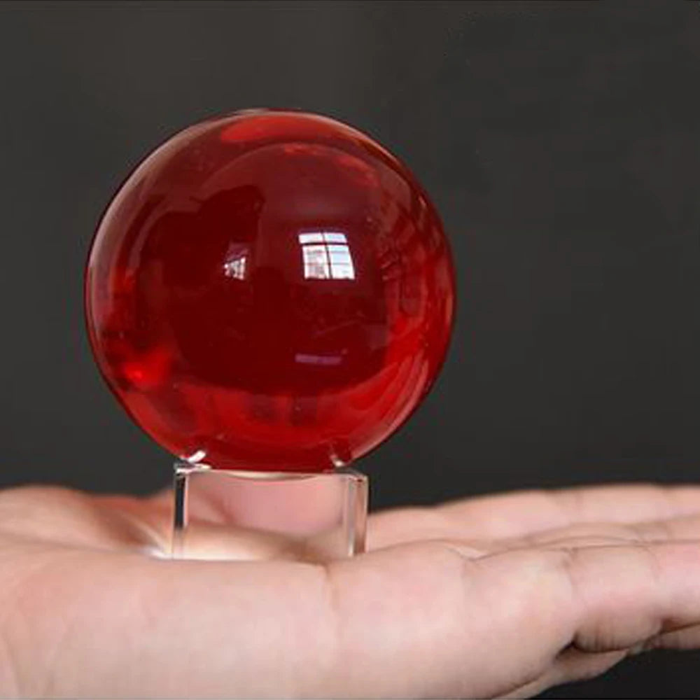 40/50/60mm Asian Rare Natural Red K9 Crystal Ball Healing Magic Sphere Stone Decor