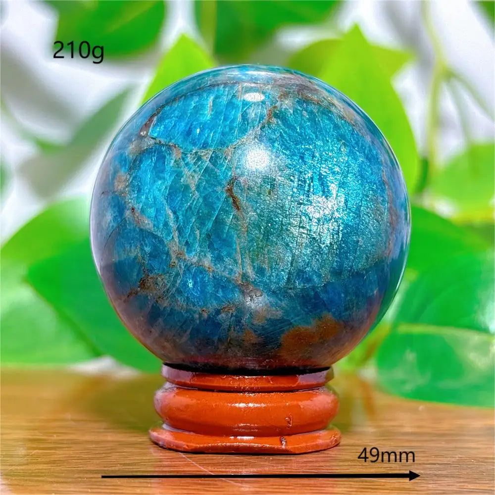 Apatite Sphere Crystal Natural Quartz Stone Home Decoration Minerals Reiki Craft Gifts Love Energy Healing Meditation +Stand