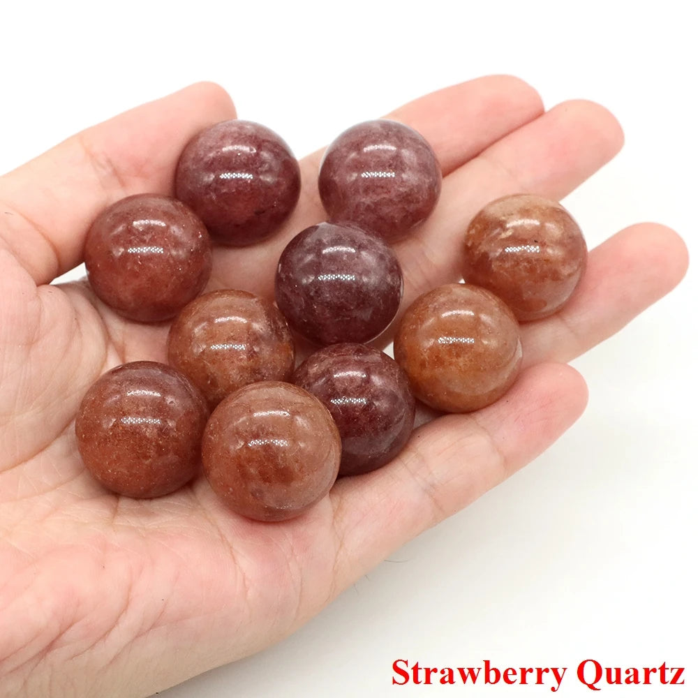 20mm Natural Stone Round Ball Rose Quartz Non-Porous Crystal Bead DIY Gems Sphere for Necklace Bracelet Making Jewelry Wholesale