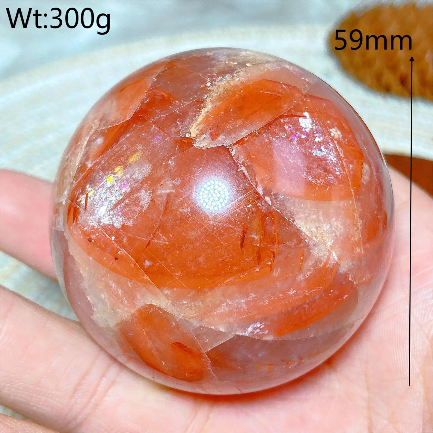 Natural Crystals Healing Fire Quartz Calcite Rainbow Silver Flash Sphere Reiki High Quality Ball Home Decoration Gift Energy