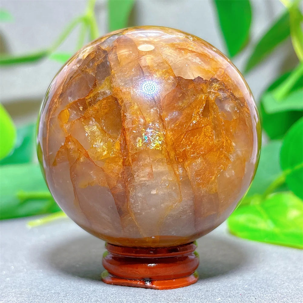Golden Healer Sphere Crystal Natural Quartz Stone Home Decoration Minerals Love Beautiful Craft Gifts Energy Healing +Stand