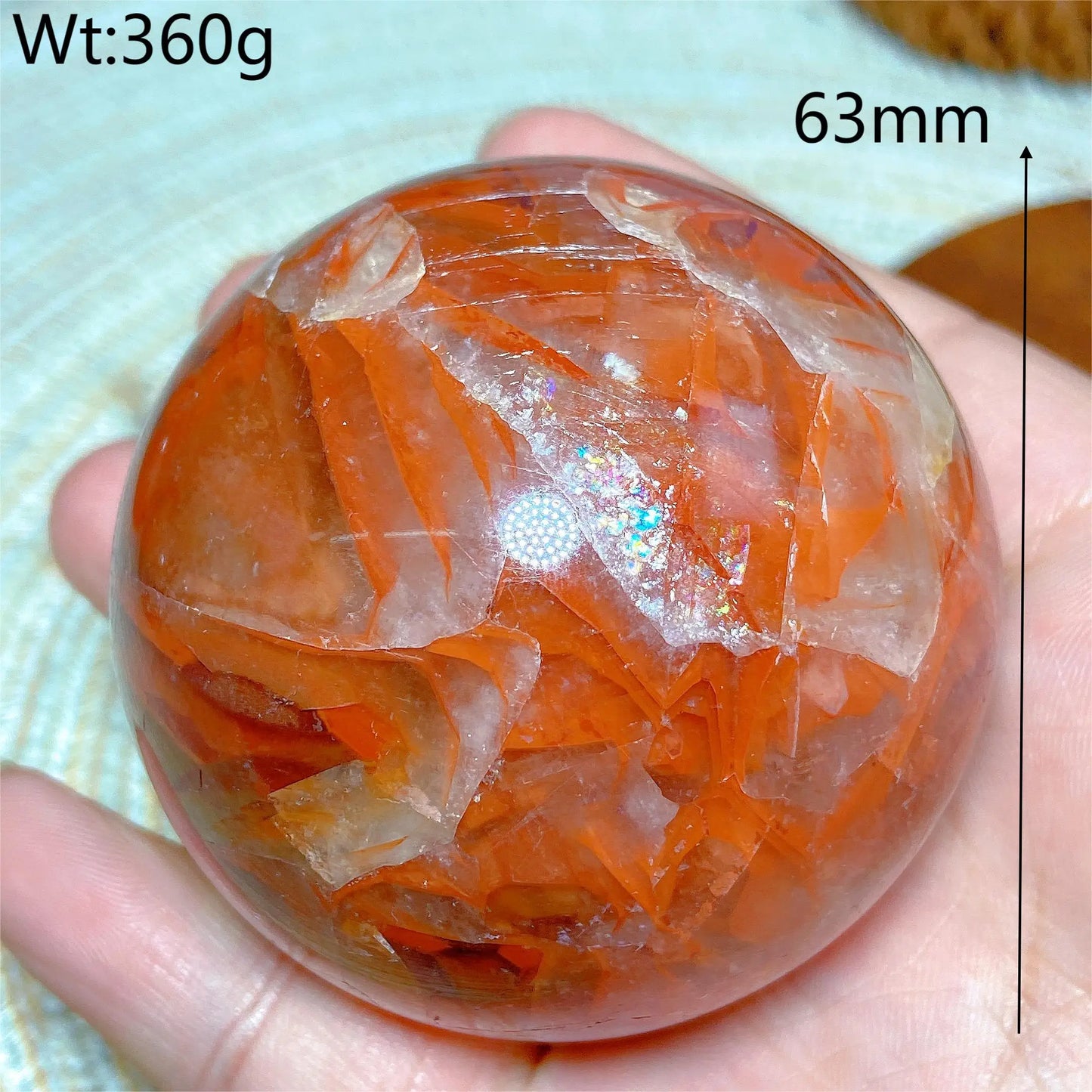 Natural Crystals Healing Fire Quartz Calcite Rainbow Silver Flash Sphere Reiki High Quality Ball Home Decoration Gift Energy