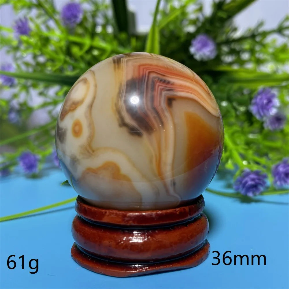 Natural Crystal Sardonyx Winding Agate  Ball Mineral Specimen Smooth  Quartz Sphere  Reiki Healing Gift Stone Home Decoration