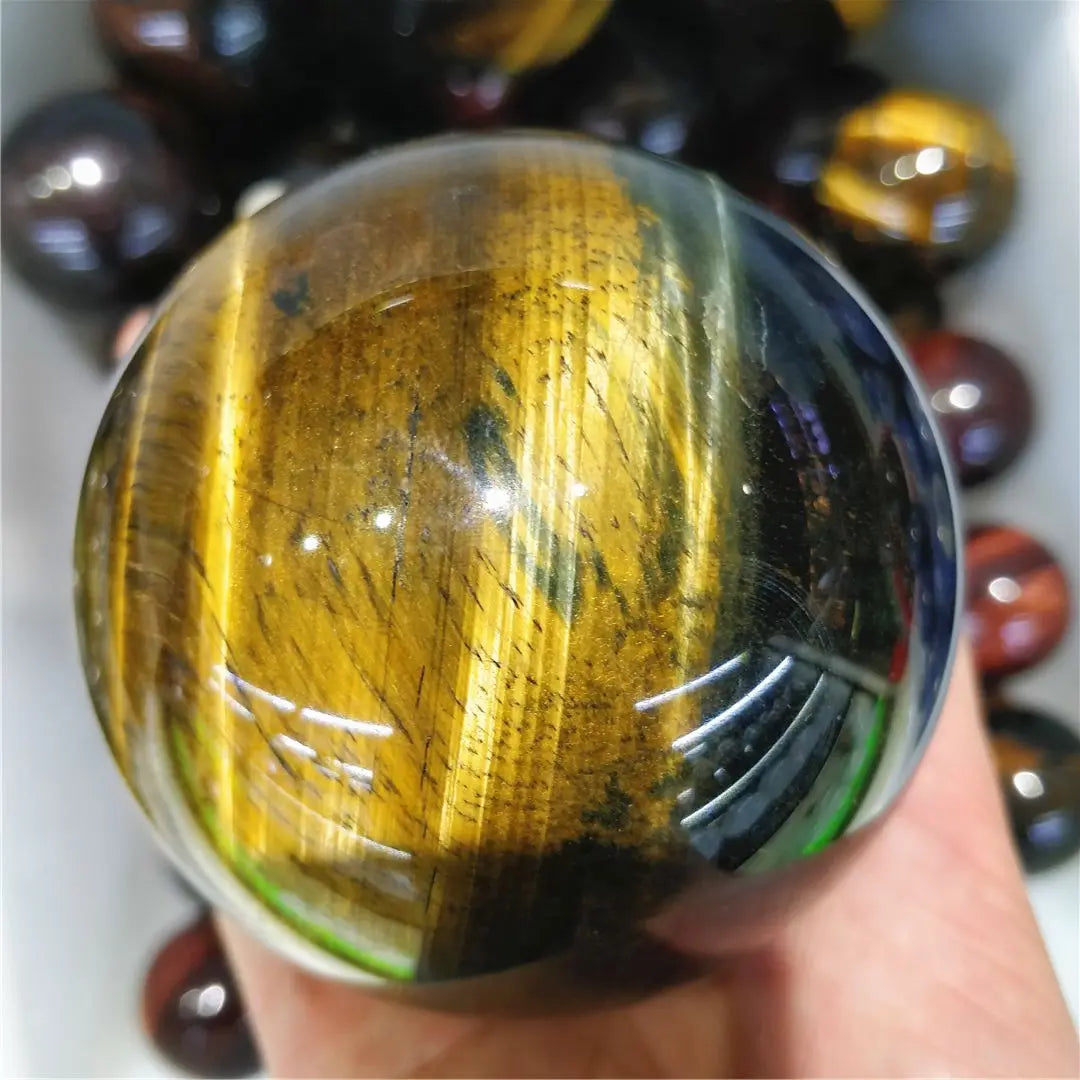 High Quality Natural Yellow Flashing Tiger Eye Stone Crystal Quartz Ball Sphere Ornament Feng Shui Gem Indie Jewelry Decor Salon
