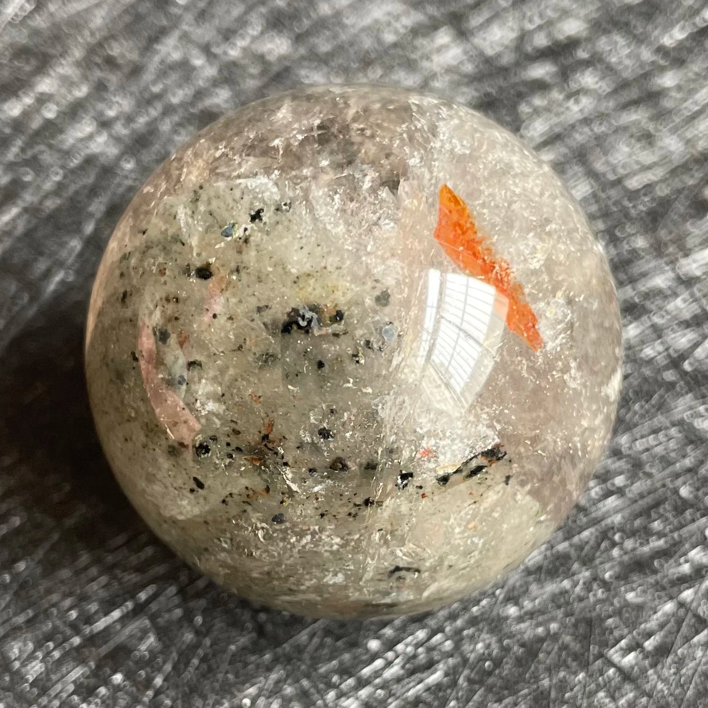 81g Natural Green Phantom Sphere Decoration Polished Garden Quartz Crystal Ball Reiki Healing L125