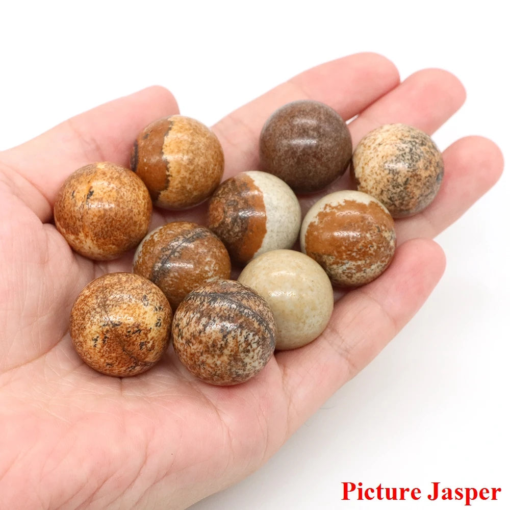 20mm Natural Stone Round Ball Rose Quartz Non-Porous Crystal Bead DIY Gems Sphere for Necklace Bracelet Making Jewelry Wholesale