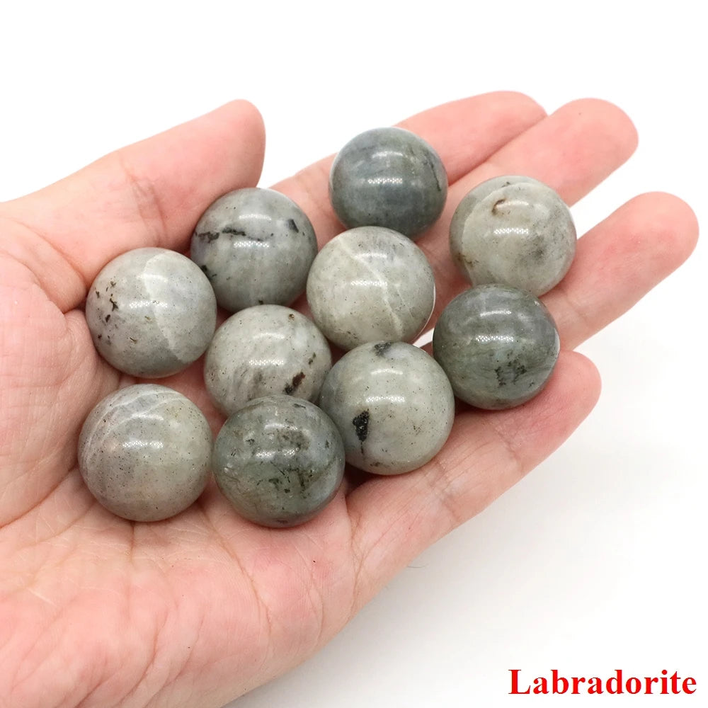 20mm Natural Stone Round Ball Rose Quartz Non-Porous Crystal Bead DIY Gems Sphere for Necklace Bracelet Making Jewelry Wholesale