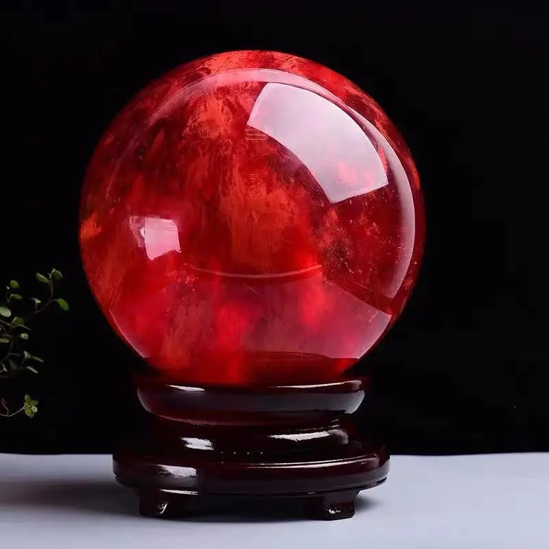 1pcs Beautiful red CLEAR SMELT QUARTZ CRYSTAL SPHERE BALL HEALING 1 order