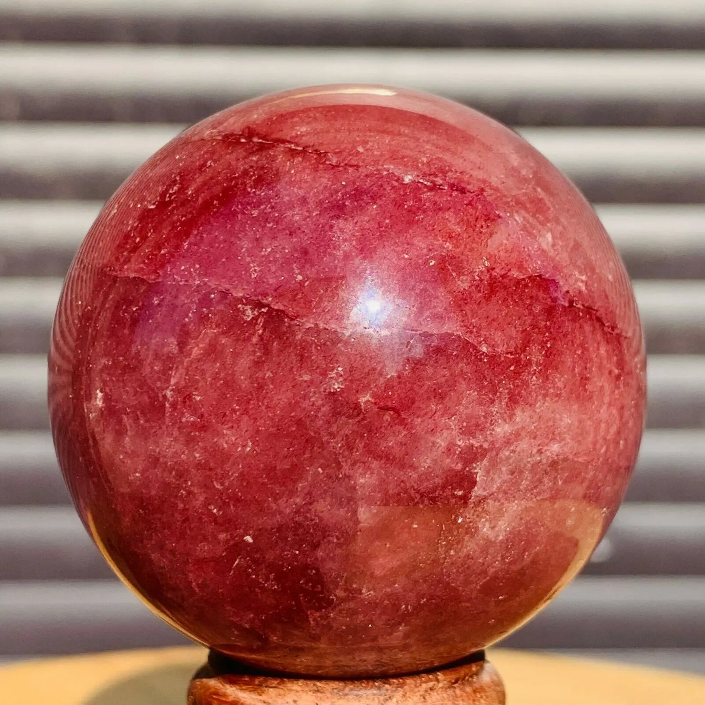 Natural Strawberry Quartz Crystal Ball, Polished Sphere Healing