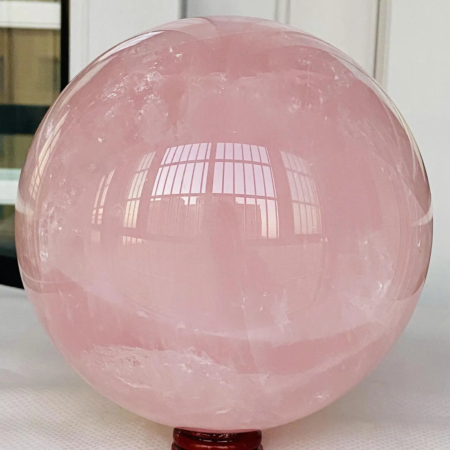 Natural Pink Rose Quartz Sphere Crystal Ball Reiki Healing