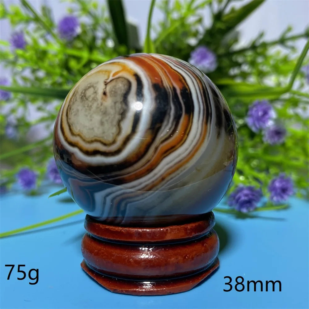 Natural Crystal Sardonyx Winding Agate  Ball Mineral Specimen Smooth  Quartz Sphere  Reiki Healing Gift Stone Home Decoration