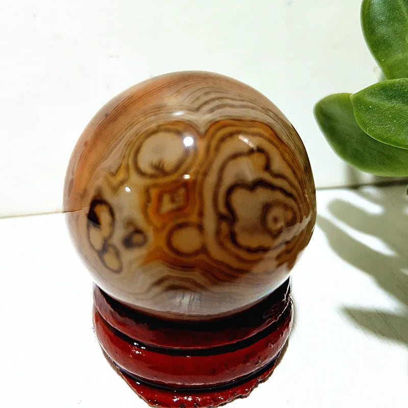 Natural Stone Lace Stone Sardonyx Agate Sphere Meditation Spirit Crystal Exorcism Feng Shui Home Room Decoration