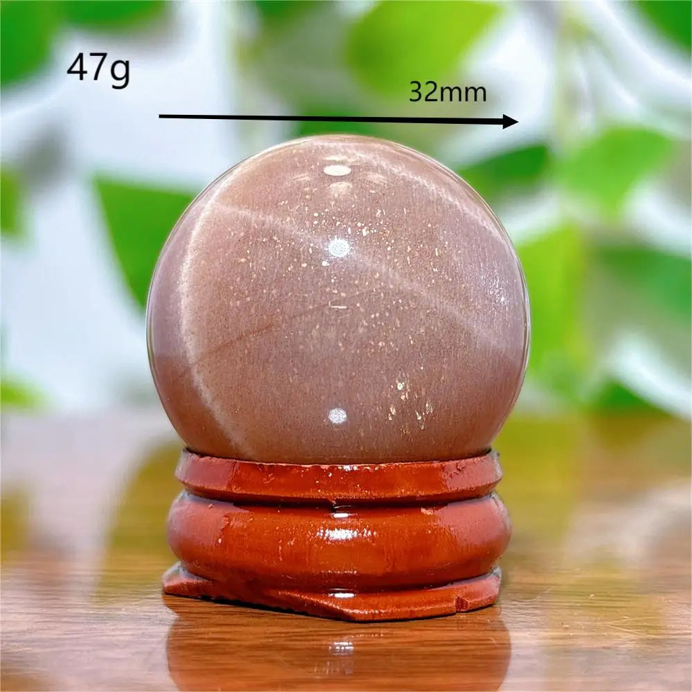 Moonstone With Gold Sun Sphere Crystal Natural Stone Quartz Home Decoration Minerals Reiki Craft Gifts Energy Healing Spiritual