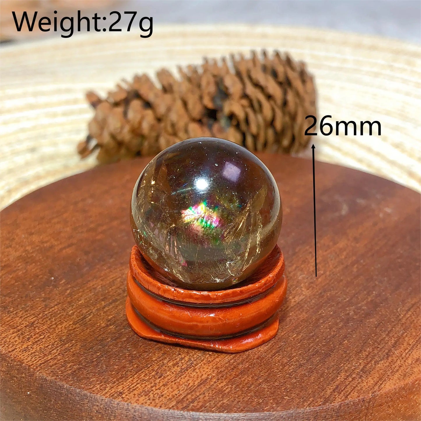 Natural Crystals Smokey Quartz Mini Rainbow Sphere Cute Size Carckle Ball Home Decorations Polished Mineral Energy Precious Gift