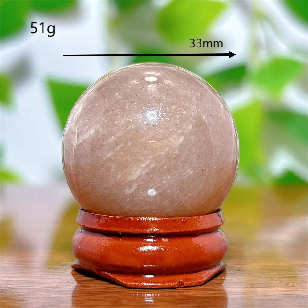 Moonstone With Gold Sun Sphere Crystal Natural Stone Quartz Home Decoration Minerals Reiki Craft Gifts Energy Healing Spiritual