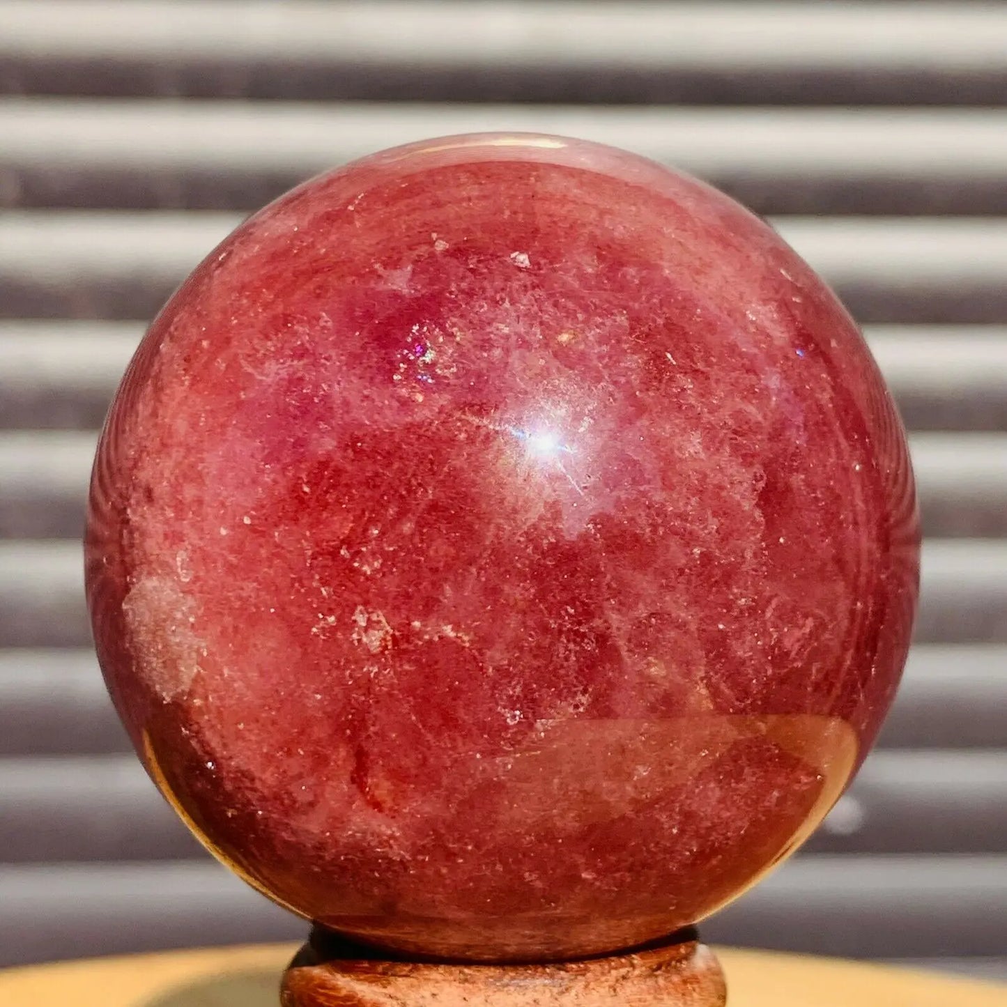 Natural Strawberry Quartz Crystal Ball, Polished Sphere Healing