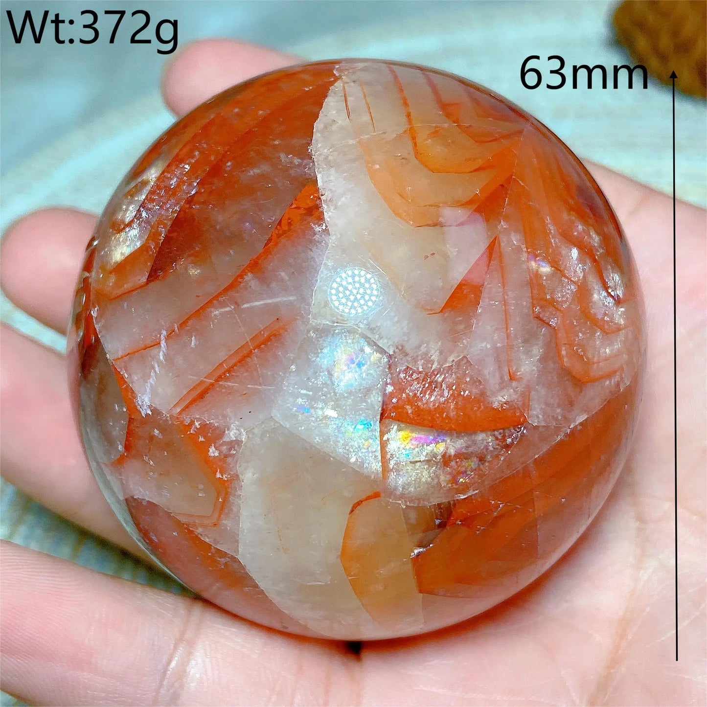 Natural Crystals Healing Fire Quartz Calcite Rainbow Silver Flash Sphere Reiki High Quality Ball Home Decoration Gift Energy