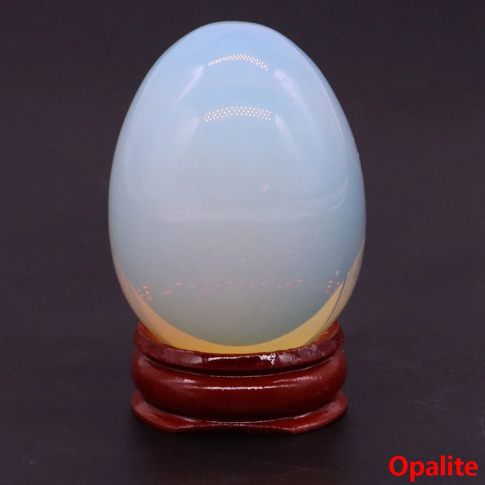 34x49MM Stone Egg Natural Amethyst Jade Crystal Reiki Healing Wicca Massage Eggs Energy Quartz Feng Shui Gemstone Crafts Decor