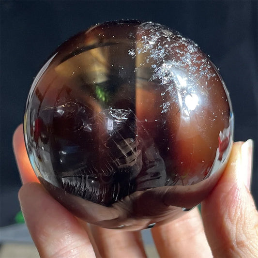 Smokey Crystal Natural Sphere Ball Rainbow Stone Quartz Pyramid Gemstone Mineral Polished Home Gem Decoration Geode +Stand