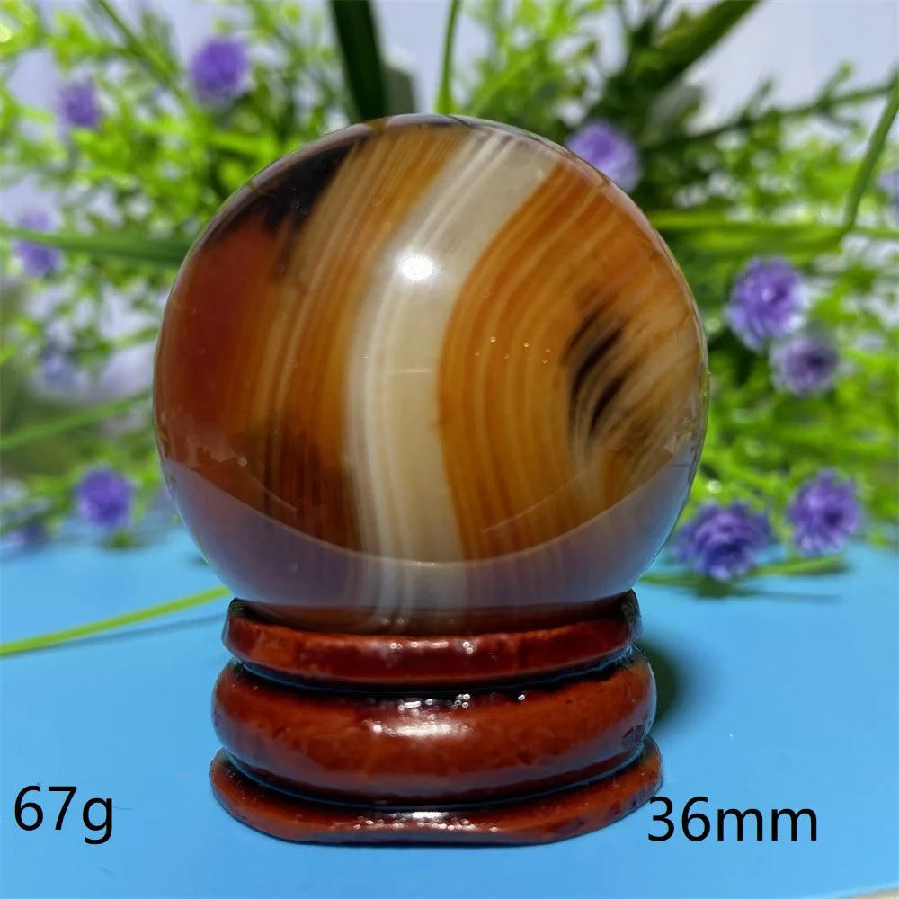Natural Crystal Sardonyx Winding Agate  Ball Mineral Specimen Smooth  Quartz Sphere  Reiki Healing Gift Stone Home Decoration