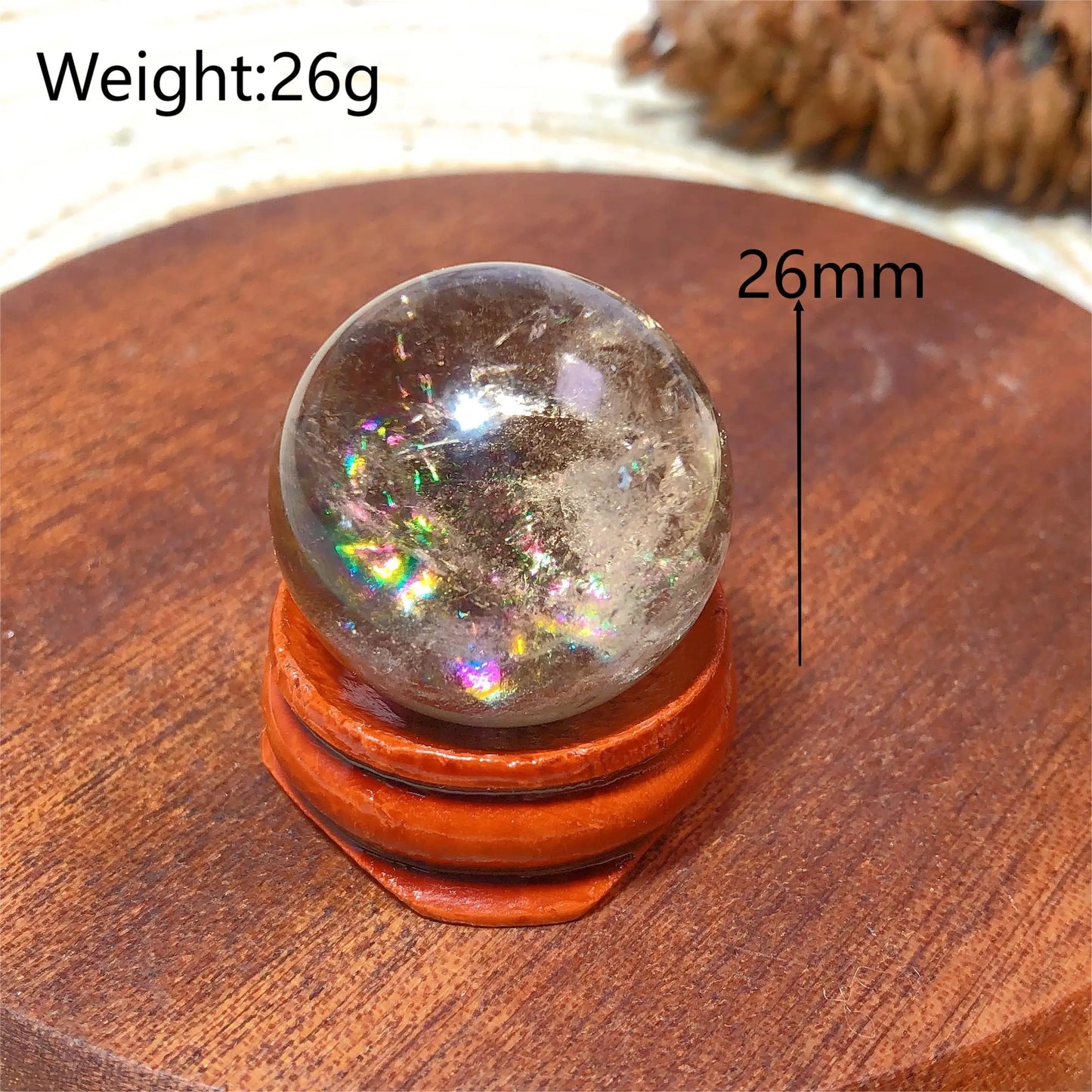 Natural Crystals Smokey Quartz Mini Rainbow Sphere Cute Size Carckle Ball Home Decorations Polished Mineral Energy Precious Gift