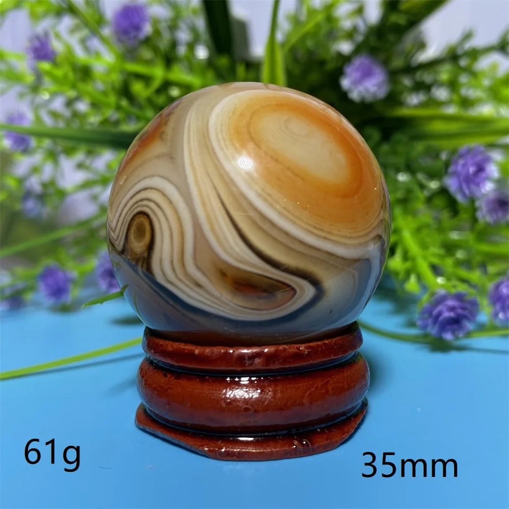 Natural Crystal Sardonyx Winding Agate  Ball Mineral Specimen Smooth  Quartz Sphere  Reiki Healing Gift Stone Home Decoration