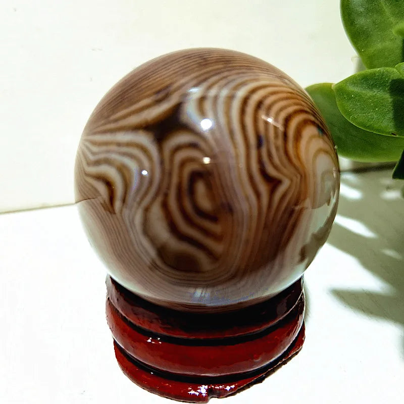 Natural Stone Lace Stone Sardonyx Agate Sphere Meditation Spirit Crystal Exorcism Feng Shui Home Room Decoration