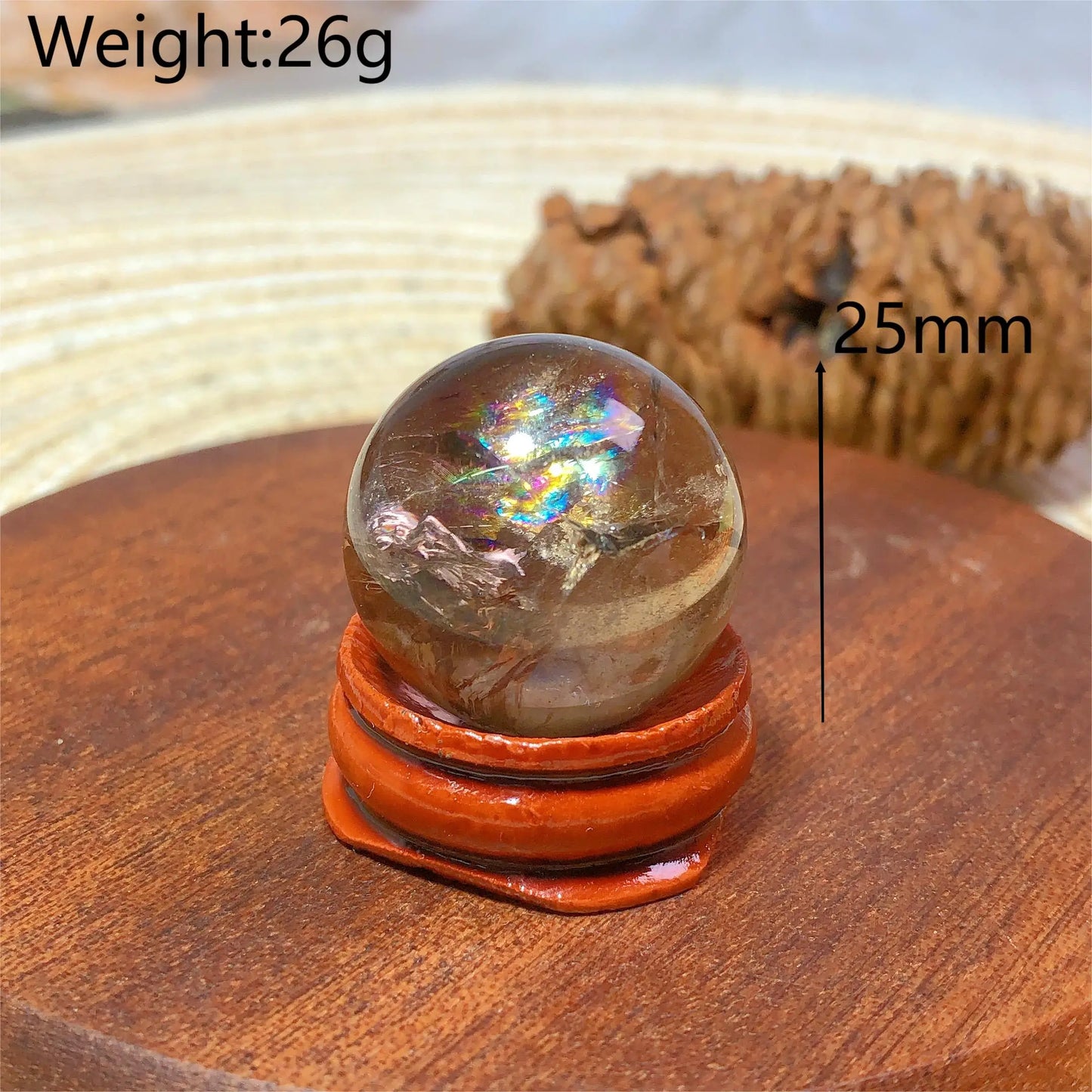 Natural Crystals Smokey Quartz Mini Rainbow Sphere Cute Size Carckle Ball Home Decorations Polished Mineral Energy Precious Gift