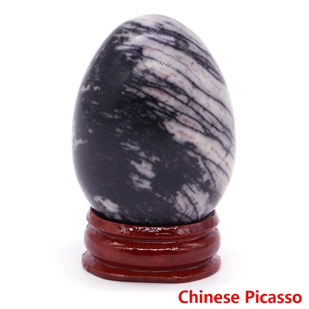 34x49MM Stone Egg Natural Amethyst Jade Crystal Reiki Healing Wicca Massage Eggs Energy Quartz Feng Shui Gemstone Crafts Decor