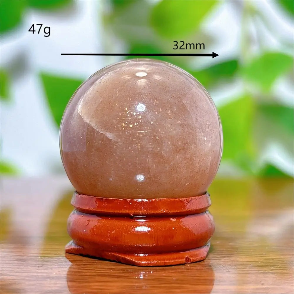 Moonstone With Gold Sun Sphere Crystal Natural Stone Quartz Home Decoration Minerals Reiki Craft Gifts Energy Healing Spiritual
