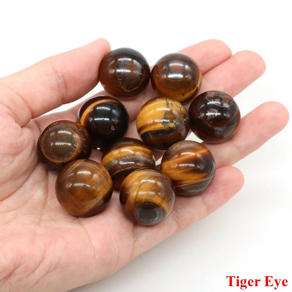 20mm Natural Stone Round Ball Rose Quartz Non-Porous Crystal Bead DIY Gems Sphere for Necklace Bracelet Making Jewelry Wholesale