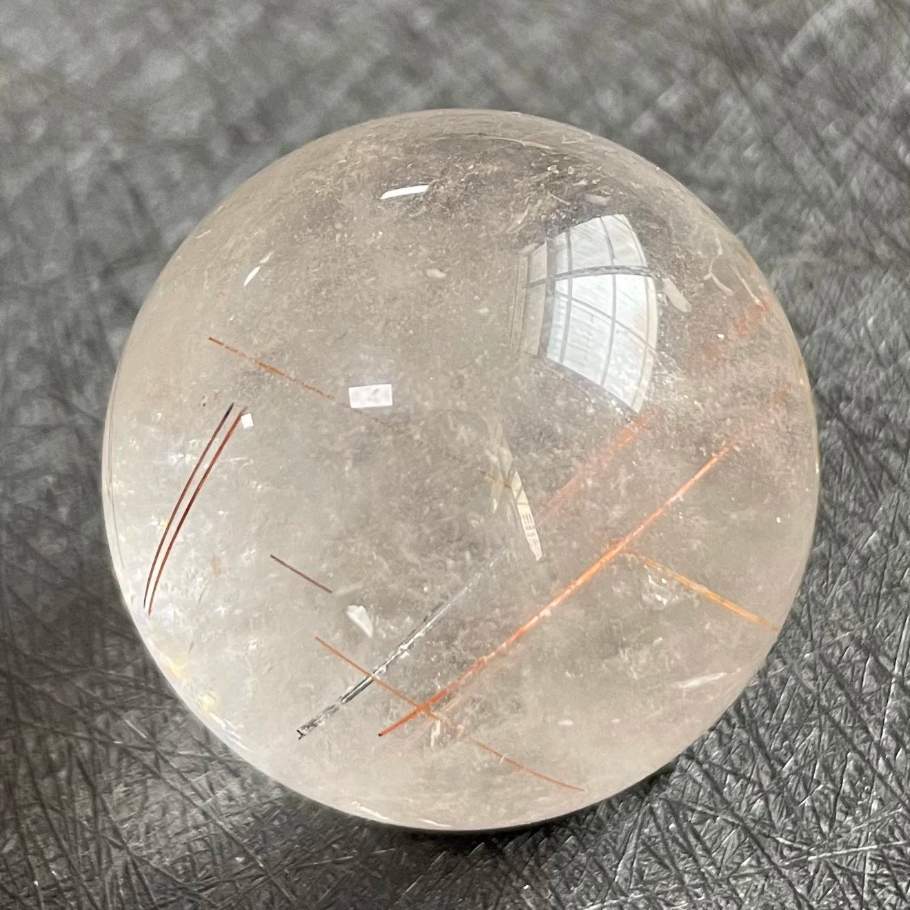 58g Natural Stone Quartz Rutilated Sphere Polished Crystal Ball Decoration Rock Gift Reiki Healing B281