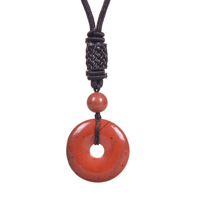 1 Chakra Healing Tiger Eye Amethyst Rose Quartz Clear Quartz Howlite Green Aventurine Amazonite Red Jasper Carnelian Lapis Lazuli Rhodonite Doughnut Necklace Spiritual