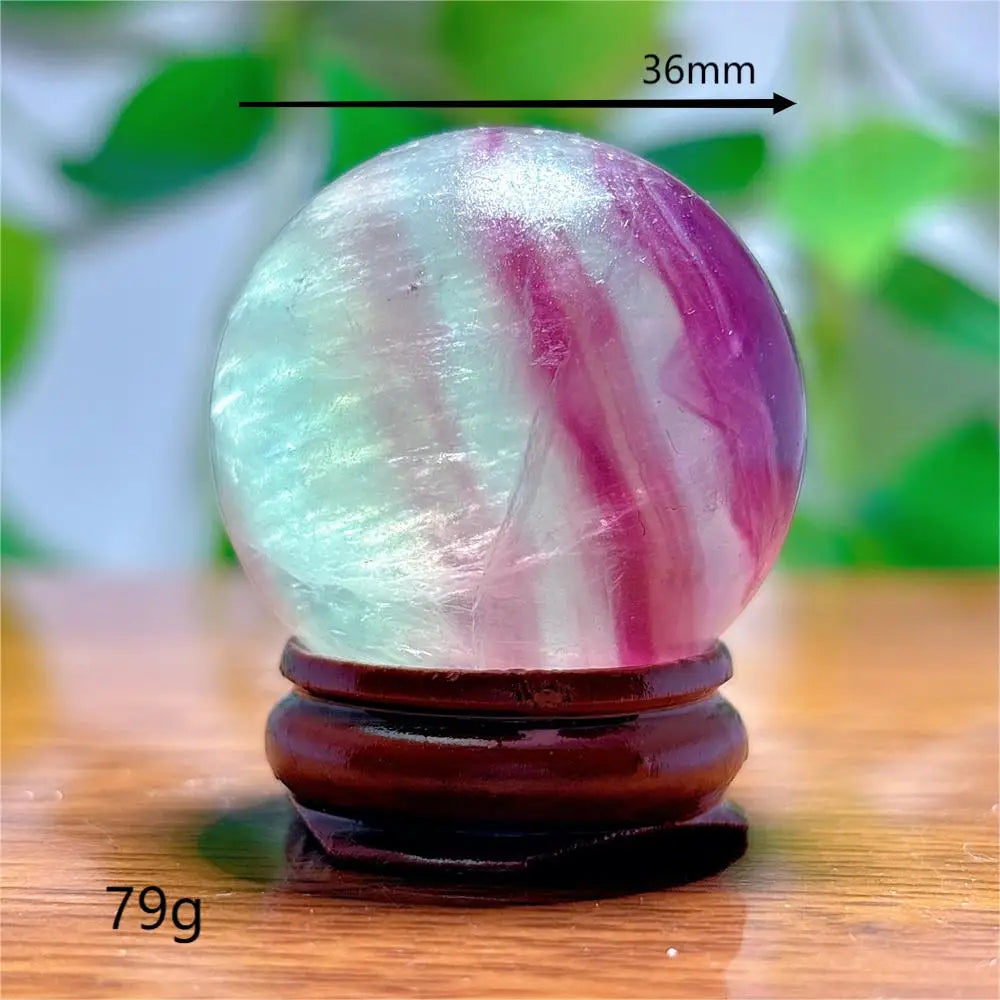 Fluorite Sphere Crystal Natural Quartz Stone Minerals Home Decoration Reiki Craft Energy Healing  Meditation Spiritual +Stand