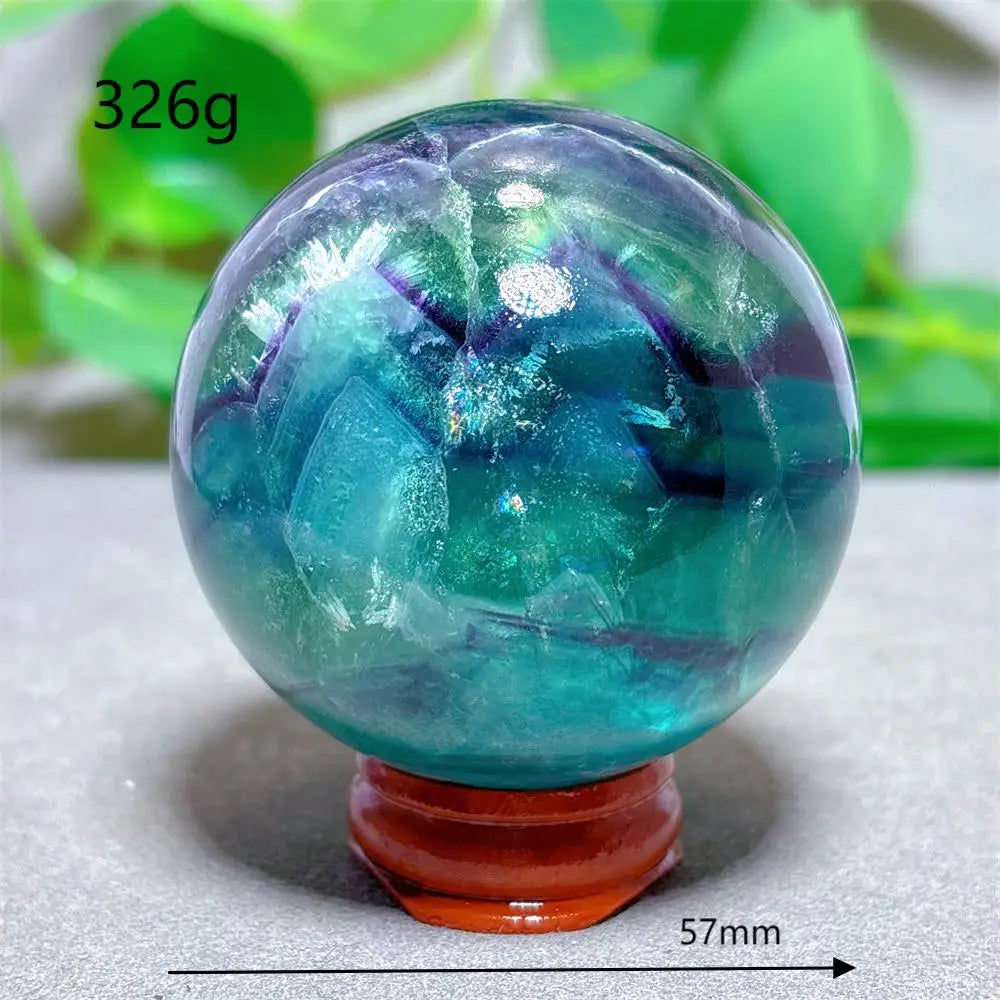 Feather Fluorite Sphere Crystal Natural Stone Quartz Stone Minerals Home Decoration Reiki Craft Gifts Energy Healing Love Luck