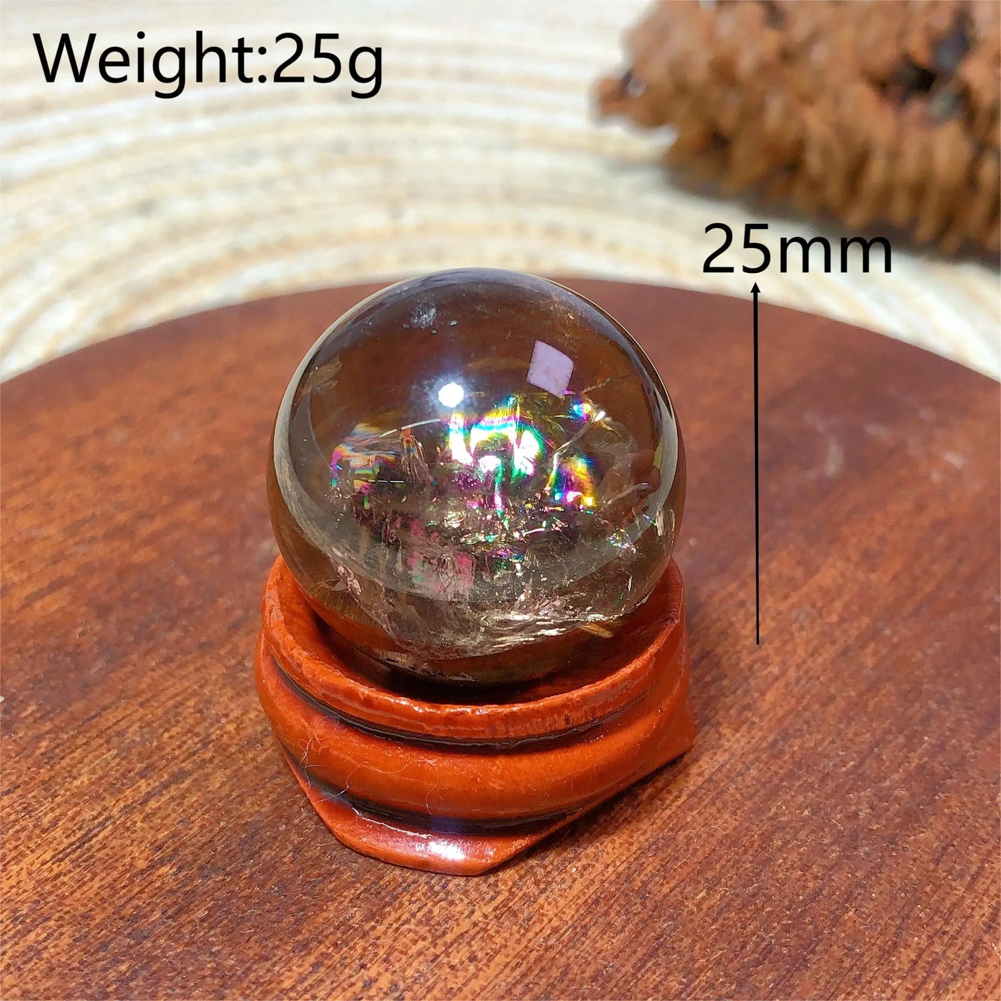 Natural Crystals Smokey Quartz Mini Rainbow Sphere Cute Size Carckle Ball Home Decorations Polished Mineral Energy Precious Gift