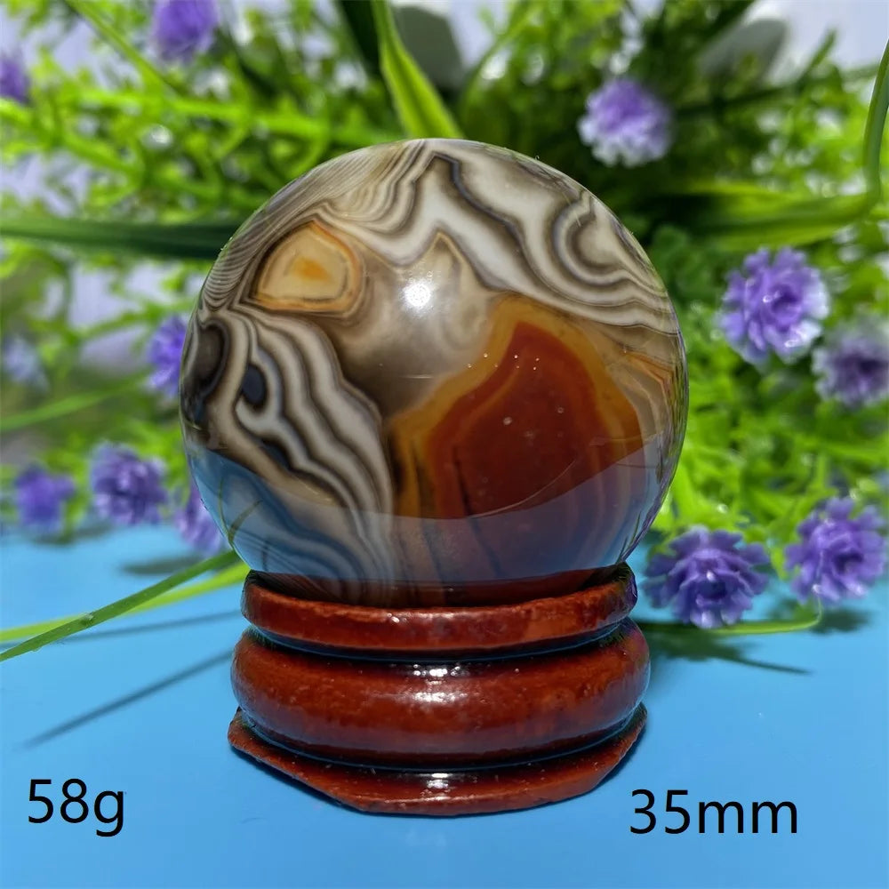Natural Crystal Sardonyx Winding Agate  Ball Mineral Specimen Smooth  Quartz Sphere  Reiki Healing Gift Stone Home Decoration