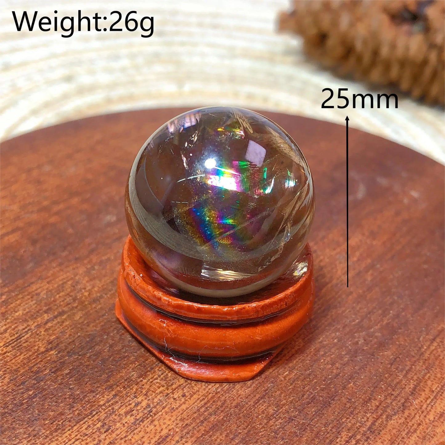 Natural Crystals Smokey Quartz Mini Rainbow Sphere Cute Size Carckle Ball Home Decorations Polished Mineral Energy Precious Gift