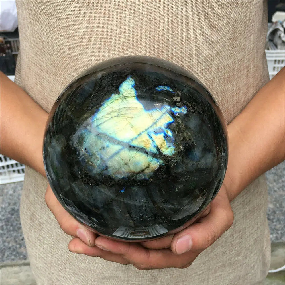 Natural labradorite sphere rock quartz crystal ball healing