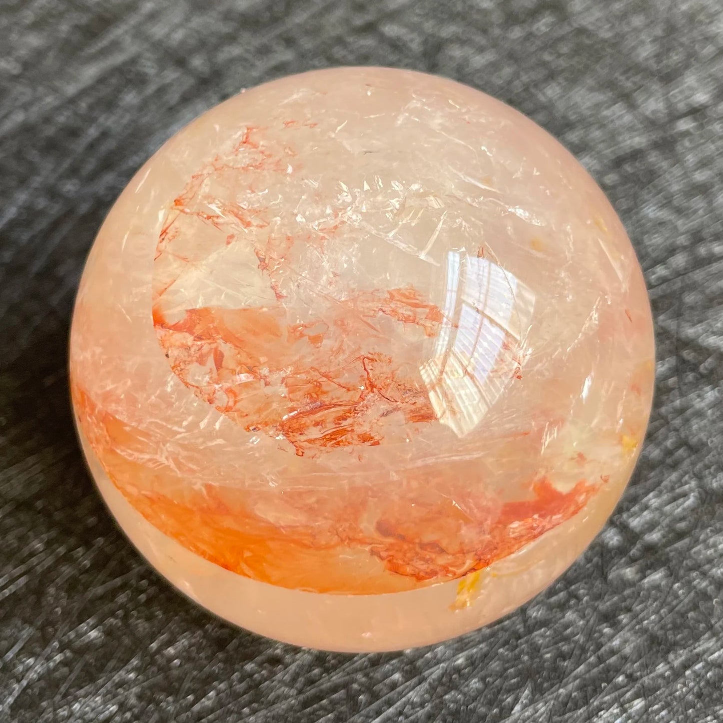 313g Natural Stone Fire Quartz Crystal Ball Rainbow Quartz Sphere Polished Rock Reiki Healing L13
