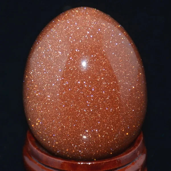 Red GOLDSTONE SAND CRYSTAL SPHERE Egg Flash
