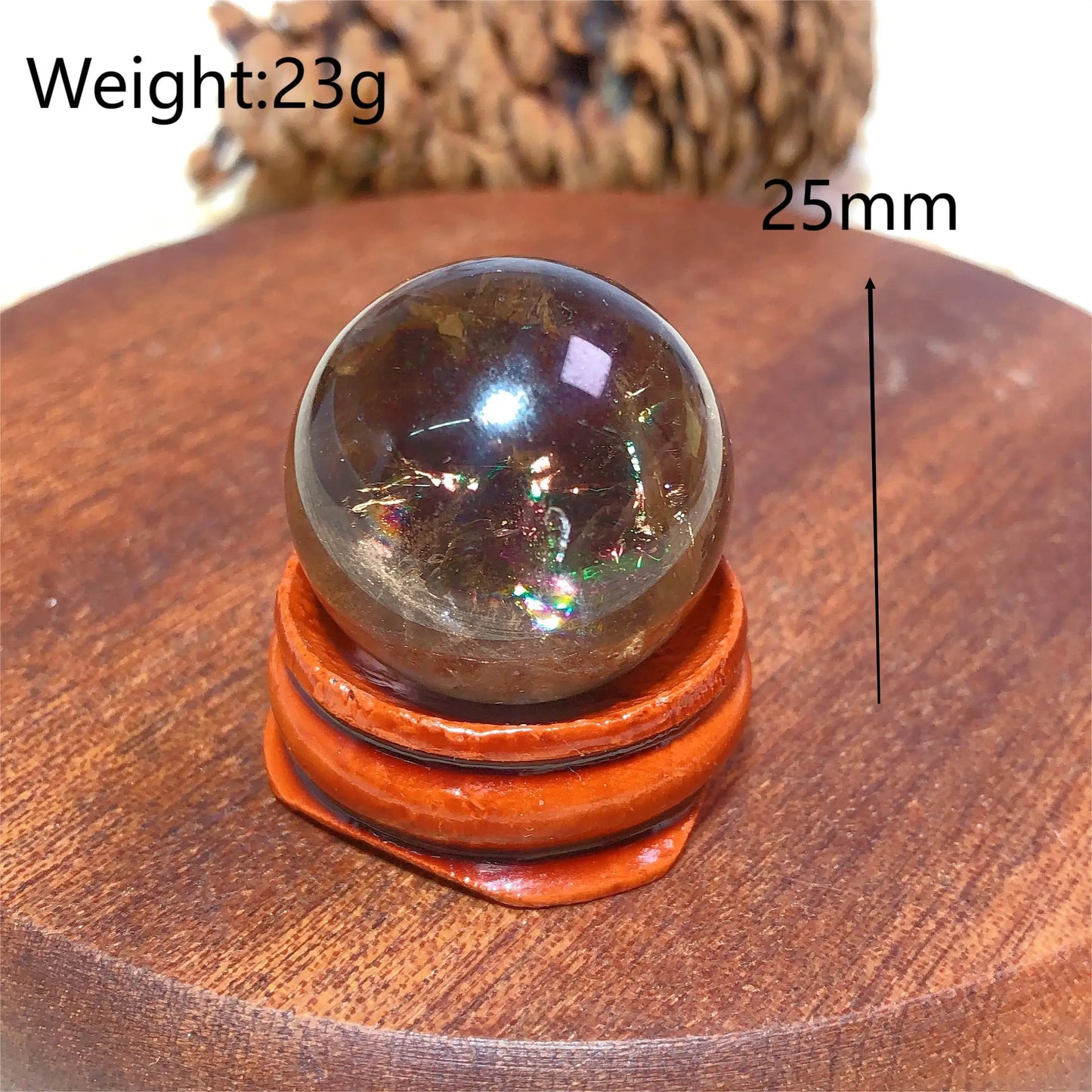 Natural Crystals Smokey Quartz Mini Rainbow Sphere Cute Size Carckle Ball Home Decorations Polished Mineral Energy Precious Gift