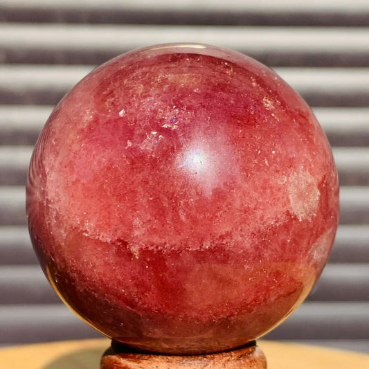 Natural Strawberry Quartz Crystal Ball, Polished Sphere Healing
