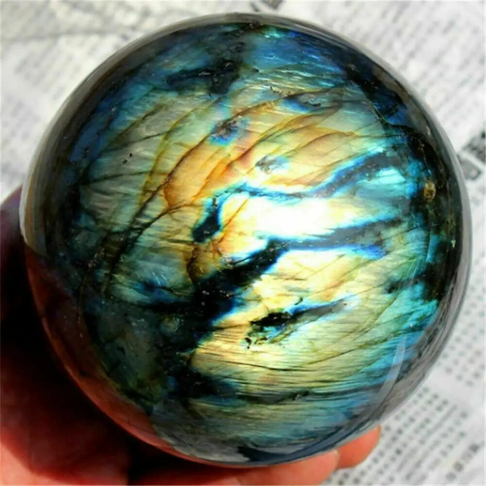Natural labradorite sphere rock quartz crystal ball healing