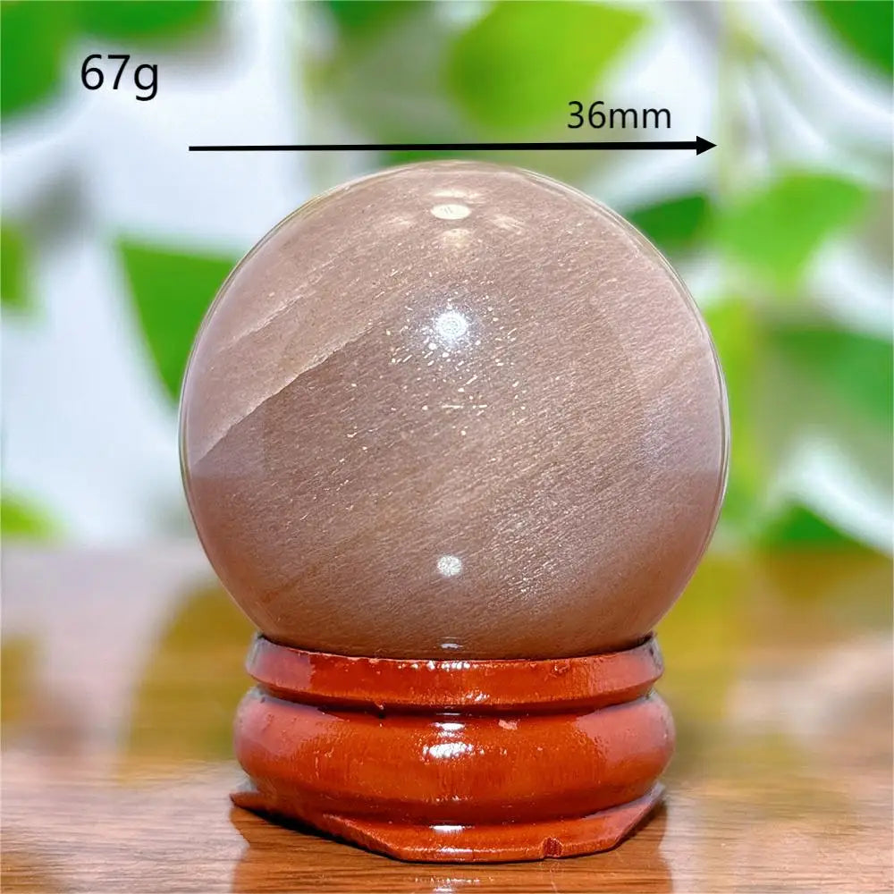 Moonstone With Gold Sun Sphere Crystal Natural Stone Quartz Home Decoration Minerals Reiki Craft Gifts Energy Healing Spiritual
