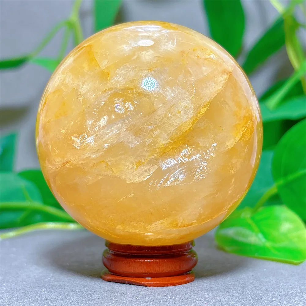 Golden Healer Sphere Crystal Natural Quartz Stone Home Decoration Minerals Love Beautiful Craft Gifts Energy Healing +Stand