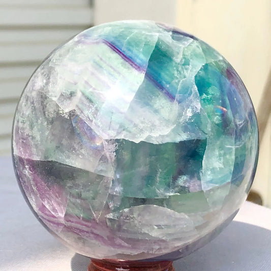 Natural Fluorite Ball Quartz Crystal Mineral Healing Sphere Reiki