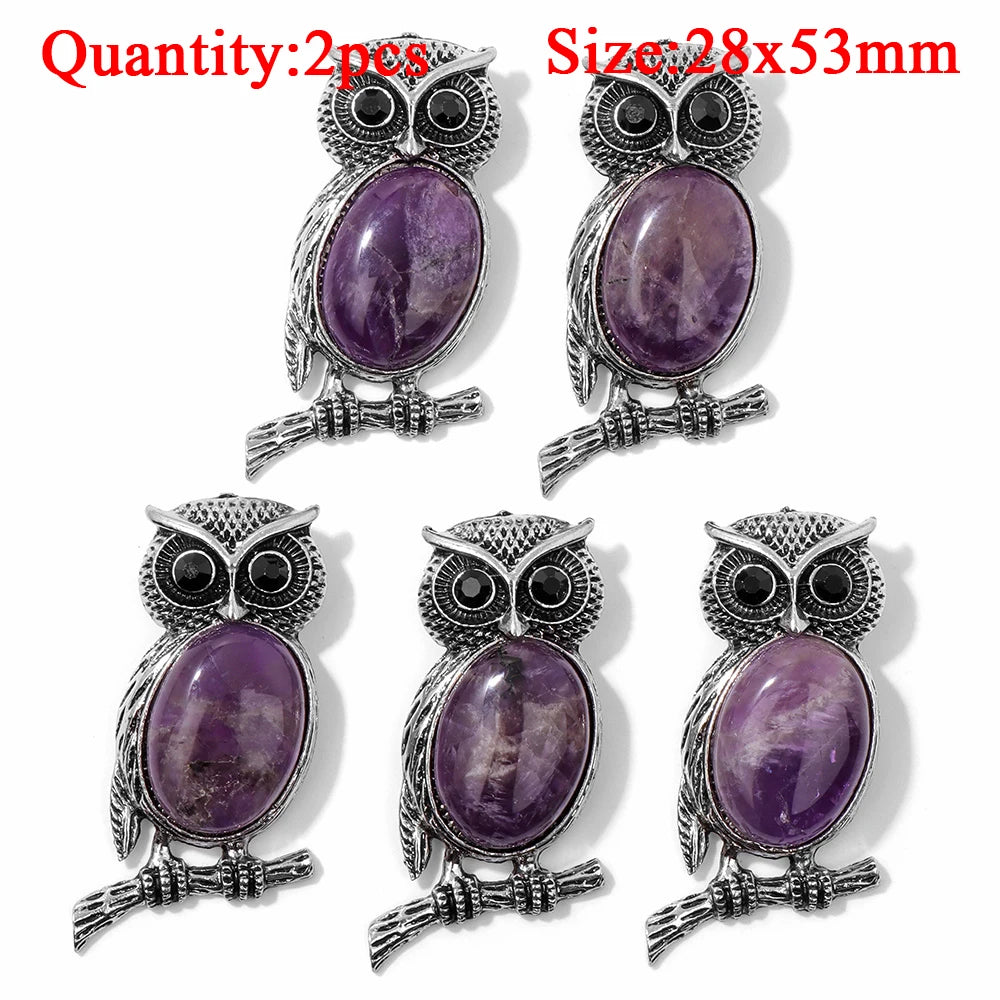 Fashion Amethyst Stone Gem Pendant Natural Purple Quartz Silver Color Charm Jewelry Accessory For Necklace Bracelet Necklace DIY