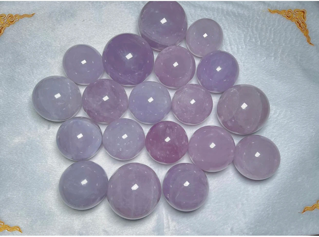 Perwinkle Crystal Spheres with Rainbow and Star Flash, Purple Rose, Quartz Ball, Lavender, Fluorite, Home Decor, High Quality
